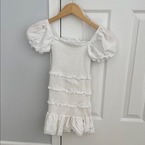 Katie J NYC White Ruffled Tiered Cocktail Dress